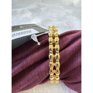 Columbia Stacked Bracelet Jewelry Goldtone Wide Chain Link Cuff Bangle NEW